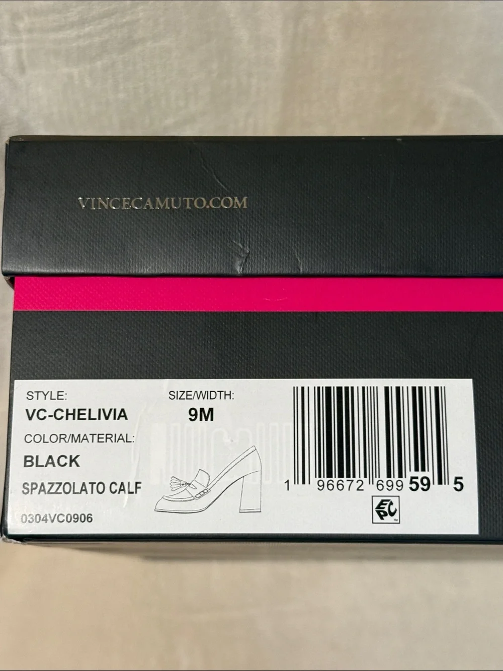 Vince Camuto Chelivia Black Leather Tassel Block-Heel Loafers, Size 9